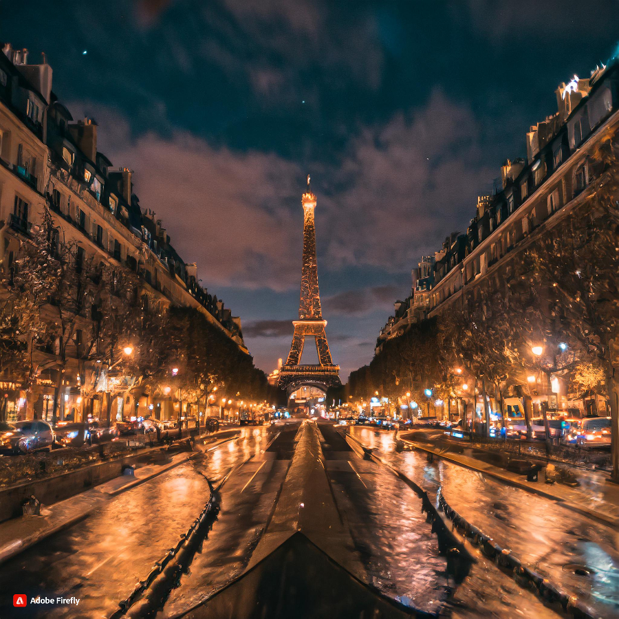 eiffel tower, paris at night, france, ominous vibe, cinematic, extremely detailed, the City of Lights, associated with romance